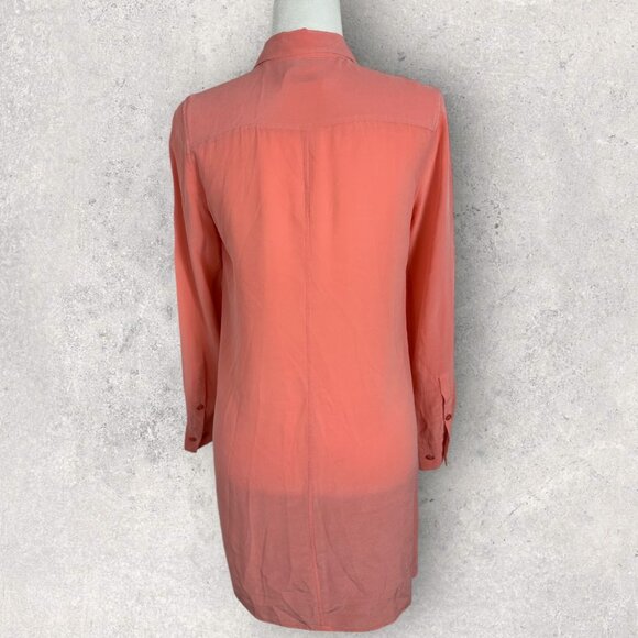 Equipment 100% Silk Lucida Shirtdress Coral Pink Peach Womens Size Small Dress S - Picture 6 of 13